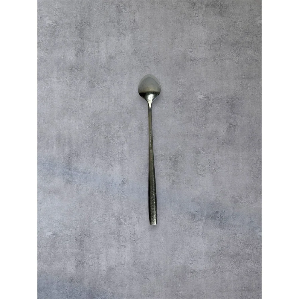 Carlton Iced Tea Spoon 7.5in Silver Tone MCM Textured Leaf Korea Stainless